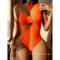 swimsuit 2021 European and American New Swimwear Woman Hollow Solid Color One piece Swimsuit